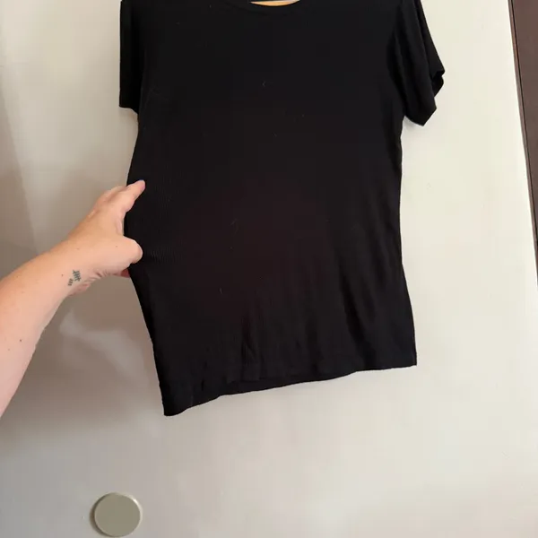 JOAH BROWN | Black Slouchy Rib Knit T Shirt One Size - Image 3