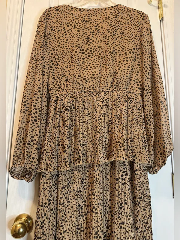 Fab'rik Tan & Black Leopard Printed Tiered V-Neck Maxi Dress - Image 8