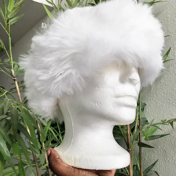 White faux fur beanie snow winter fall hat eskimo, ice princess vibes - Image 5