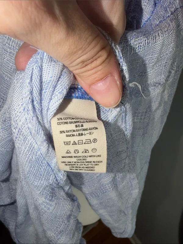 Free People Light Blue & White Striped Button-Down Top - Image 10