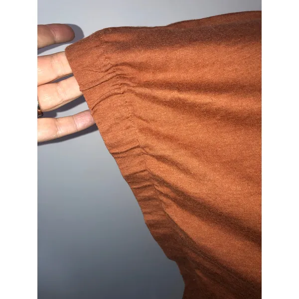 DKNY Knit Top Size L Rust Short Sleeve Drop Shoulder Elevated Tee Relaxed Fit - Image 2
