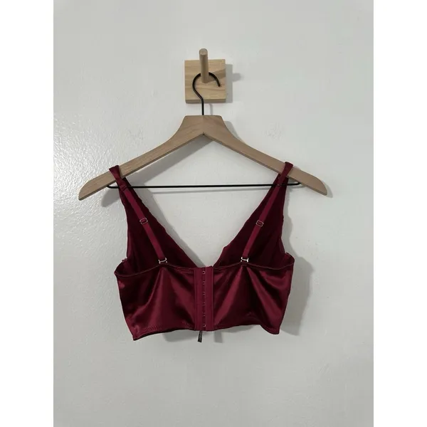 Urban Outfitters Out From Under Maroon Corset Bustier Top Med Sexy Crop Silk - Image 3