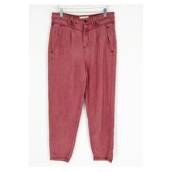 Anthropologie Pleat Front Tapered Leg Pants Women's Size 28 Boho‎ Chic - Image 2
