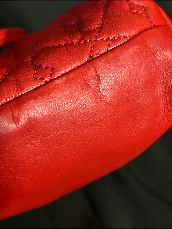 Stone Mountain Red Quilted Crossbody Bag with Heart Charm - Image 9