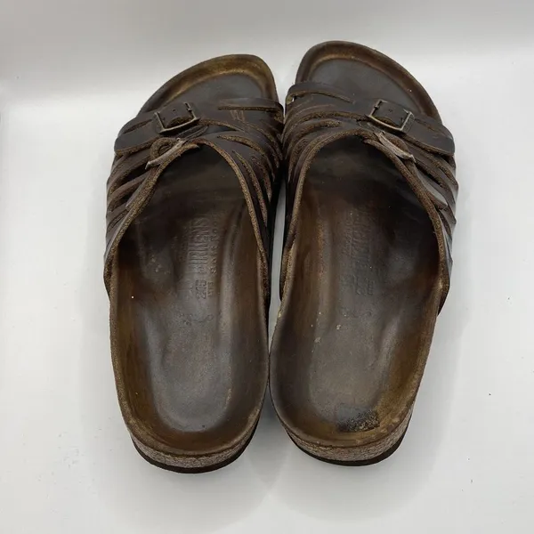 Birkenstocks Sz 38 US W7 Brown‎ Leather Mayari Arizona Granada slide Sandals Y2K - Image 7