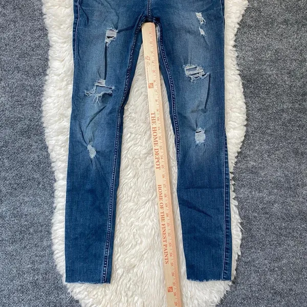 Hollister Blue Denim High Rise Super Skinny Jeans Distressed Casual Grunge - Image 5