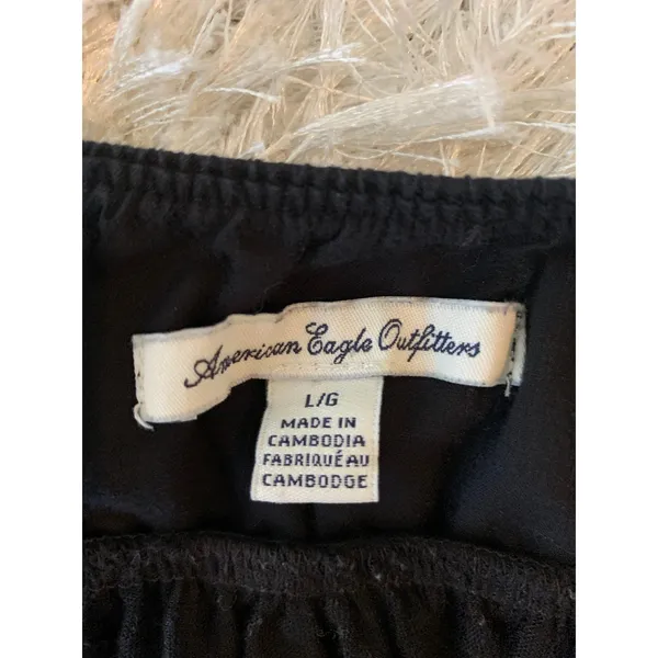 Y2k American Eagle Black Embroidered Halter Top Babydoll Sz Large Boho Festival - Image 5