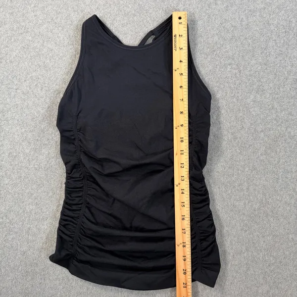 Spiritual Gangster Ruched Side Tank Top Womens XS/S Black Strappy Back High Neck - Image 2