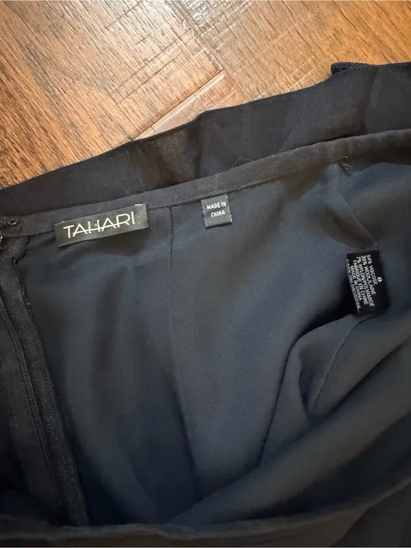TAHARI black asymmetrical tulip hem skirt, size 8 - Image 13