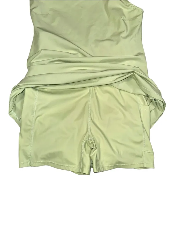 Abercrombie and Fitch Travelers One Shoulder Green Mini Dress with Shorts SMALL - Image 7