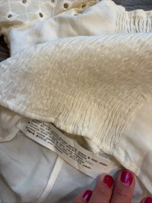 Zara Off-The-Shoulder Eyelet Ruffle Sleeve Crop Top Medium - Image 7