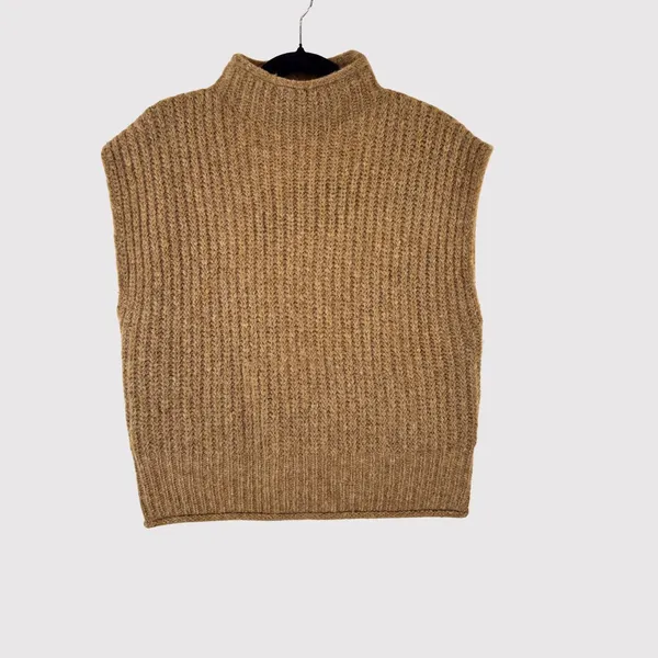 NWT Madewell Womens Vest Brown Stimpson Sweater Wool Knit Ribbed Pullover Medium - Image 2