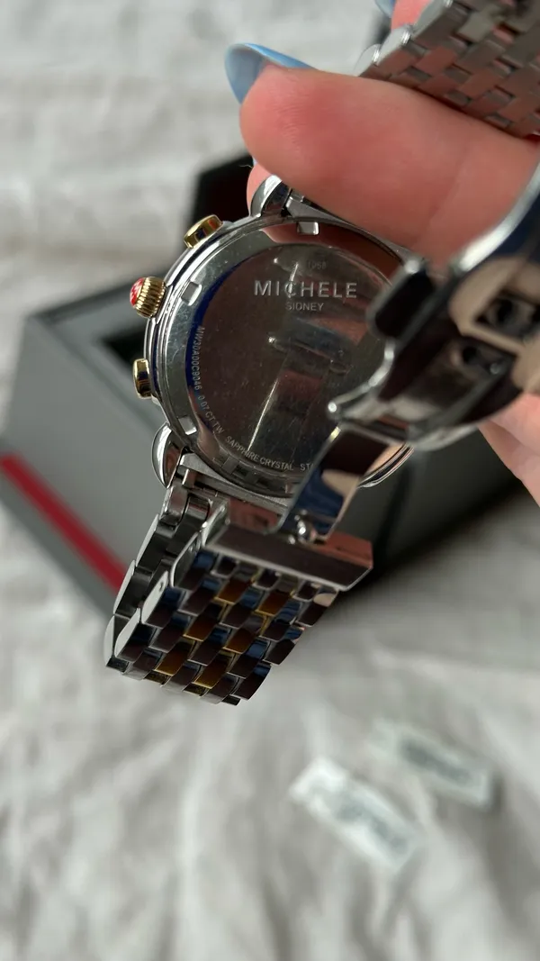 Michele Sidney Chronograph Diamond Two-Tone Womens Watch - Image 7