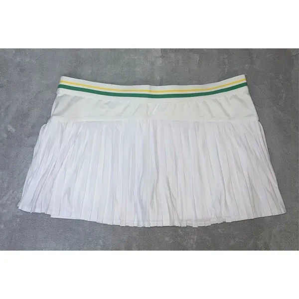 Women’s Stella McCartney Adidas Tiered Tennis Skort White 44 Green Yellow - Image 10