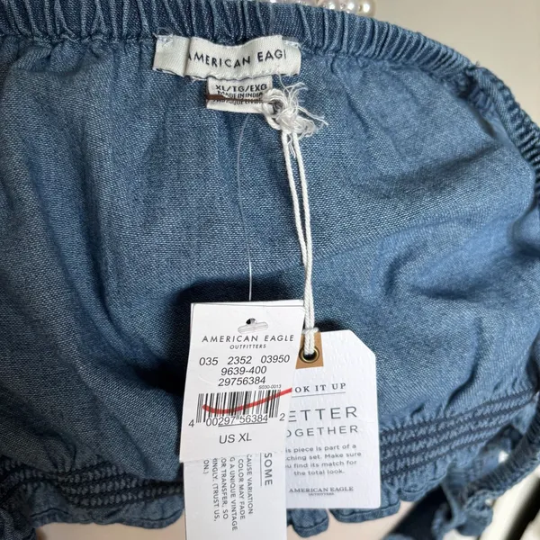 American Eagle Denim NWT Smocked Crop Top Size XL - Image 6