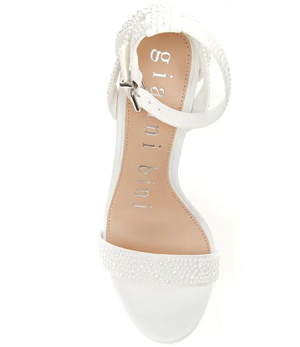 Gianni Bini DaneaTwo Pearl Ankle Strap Block Heel Sandals Bridal/Semiformal/Formal - Image 5
