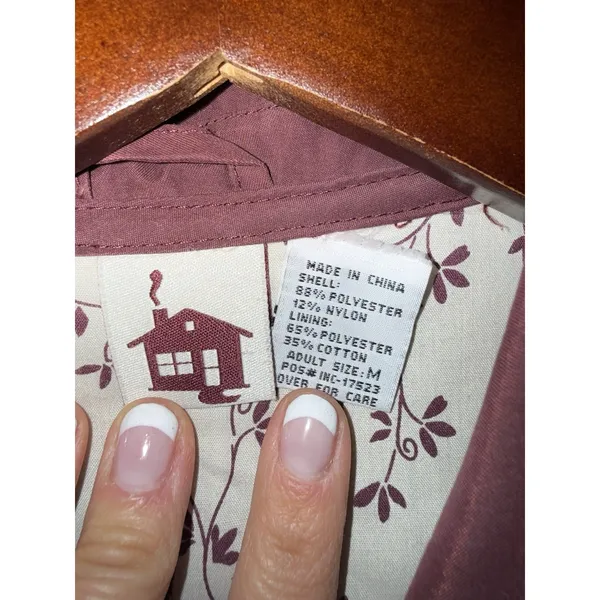 Women's Sz M Medium Quilted‎ Burgundy Jacket Homegrown Fisherman's Button - Image 2