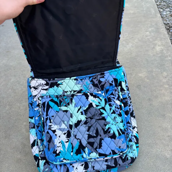 Vera Bradley Triple Zip Hipster Crossbody Bag in the retired Camofloral (blue/black/gray) pattern - Image 2
