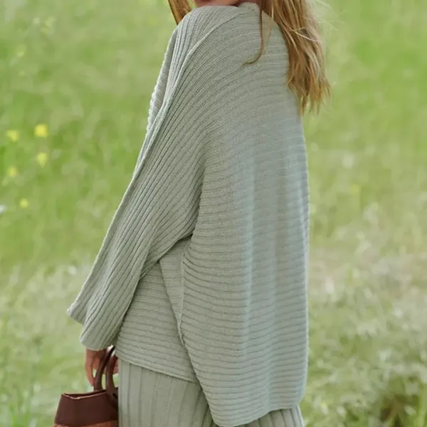 Free People Beach Swaying Palm Imogene Knit Oversized Lounge Sweater Medium - Image 5