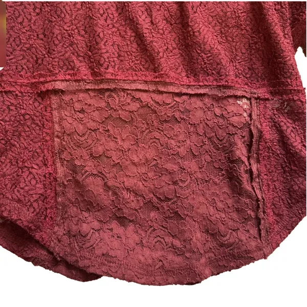 NWT Free People Burgundy Lace Long Sleeve Top M - Image 17