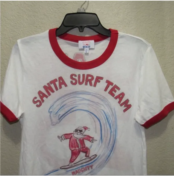 Naughty Surf Santa T-Shirt XS, RARE ! - Image 3
