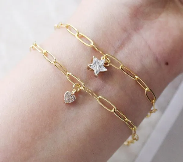 CZ Start Charm Bracelets, delicate Bracelets Gold - Image 3