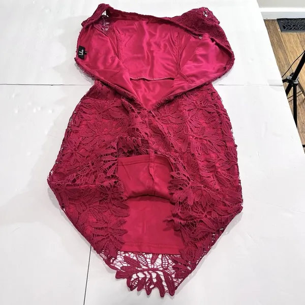 NWT Lulus‎ Right Sheer, Right Now Magenta Lace Bodycon Dress MEDIUM - Image 7