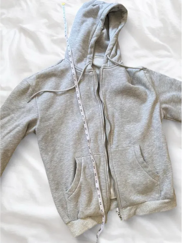 Heather Gray Full Zip Fleece Hoodie Size M - Image 5