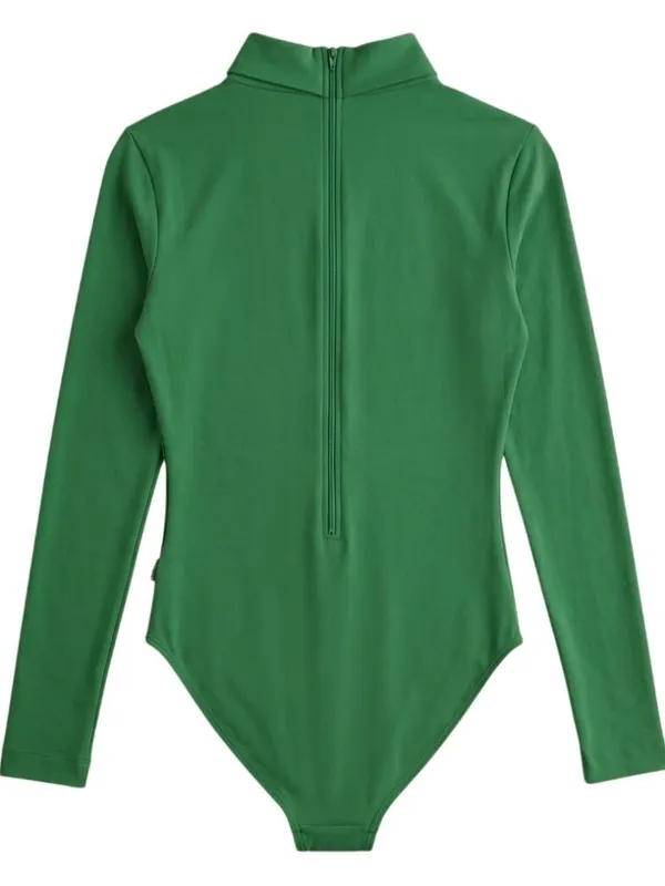 J.B. Bloomers Adult M Kelly Green Cheer Long Sleeve Mock Neck Leotard Bodysuit - Image 4