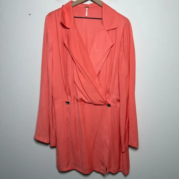 Free People Simone Wrap‎ Mini Blazer Dress Large Bell Sleeve Party Event Western - Image 3