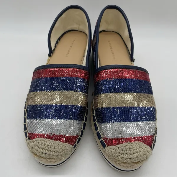 Tommy Hilfiger Womens 6.5 Shoes Flats Corliss 2‎ American Flag Sequin Espadrille - Image 3
