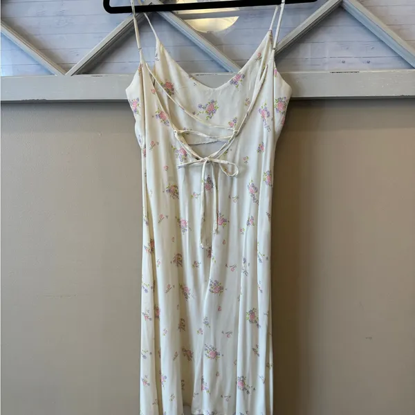 Reformation Floral Slip‎ Dress in Cream and Pink size 2 - Image 3