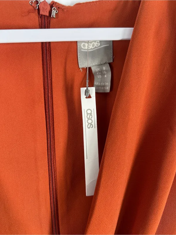 ASOS Twist & Drape Midi Dress in Rust Orange - Image 3
