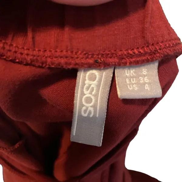 ASOS Maroon Sleeveless Crisscross Opened Back Mini Dress Women Sz 4 - Image 9