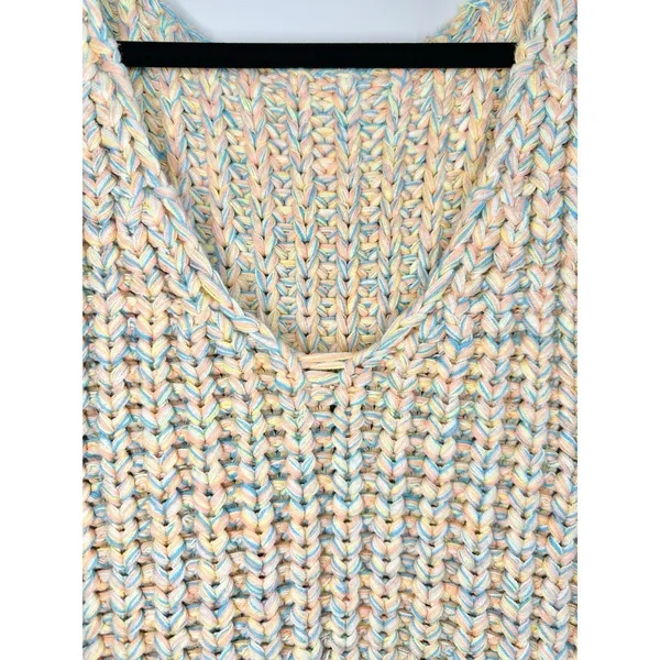 Free People‎ Hoopla Boxy Tank XS Pastel Multicolor Chunky Knit Boho Oversized - Image 6