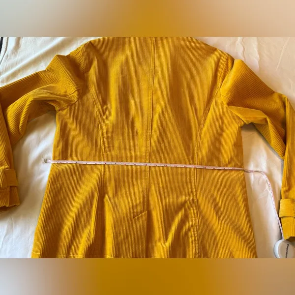 Liz Claiborne Yellow Corduroy Double Breasted Pea Coat Jacket Size L EUC - Image 6