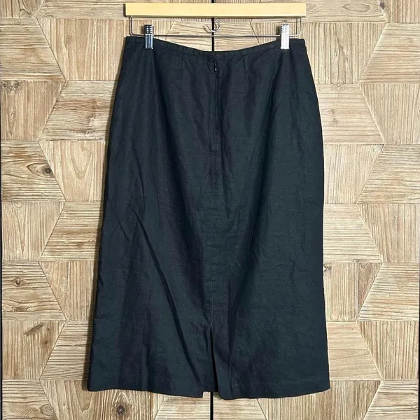 Richard Malcolm Womens Black Midi Embroidered Linen Skirt Size 10 Bohochic - Image 3