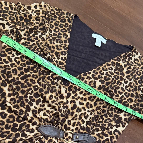 Charter Club Brown Leopard Print Long Sleeve Dress - Image 5