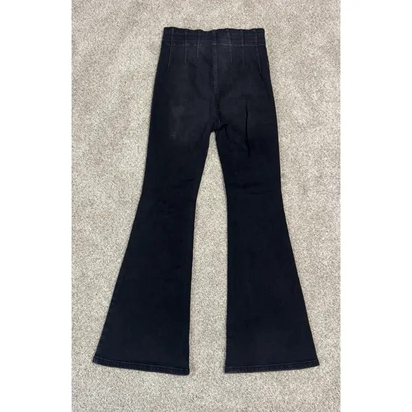 We The Free People Jayde Flare Jeans Onyx Black High Rise Stretch Denim Sz 31 - Image 6