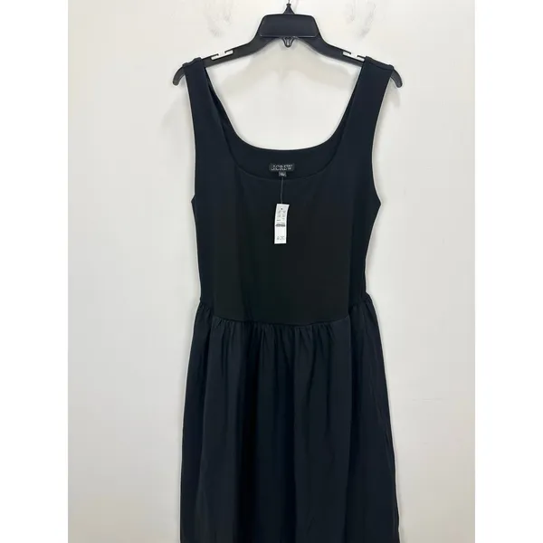 J.Crew Drop Waist Mixy Dress Midi Cotton A Line Retro Minimalist Black Large NWT - Image 6