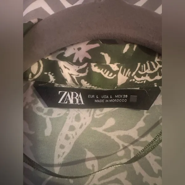 ZARA | Green/Pink Oversized Satin Shirt, Size L - Image 6
