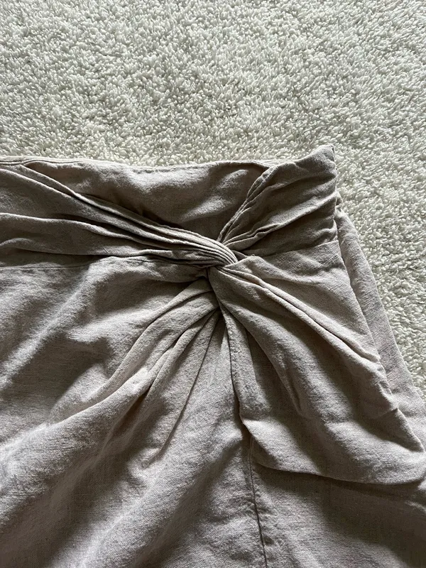 Abercrombie & Fitch Skirt Womens Tan Linen Blend Mini Skirt Wrap - Image 2