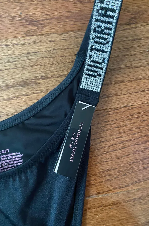 Victoria's Secret NWT SWIM Shine Strap Brazilian Bikini Bottom in black - Image 7