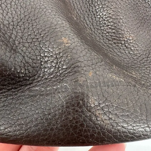 Stone Mountain Dark‎ Chocolate Brown Pebbled Leather Brass Grommet Bucket Bag - Image 9