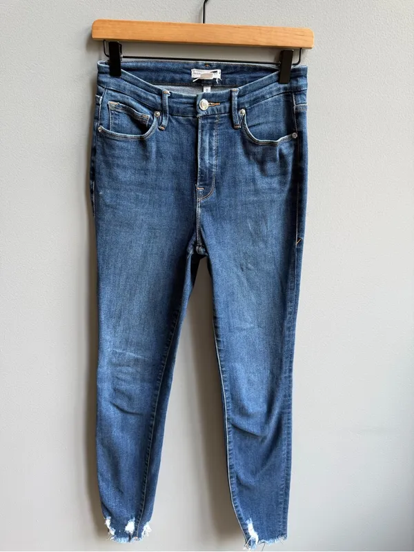Good American Good Legs Chewed Hem Skinny Jeans Size 4/27 Style GLCH367T - Image 3