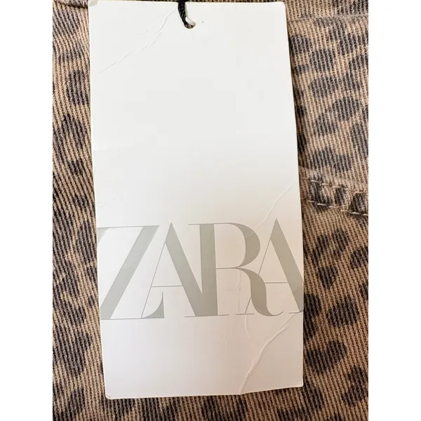 Zara NWT‎ Leopard Print Denim Mini Skirt Brown Tan Animal Print Size M - Image 7