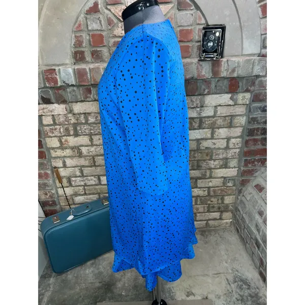 Dress 1980s polka dot shift blue black - Image 3