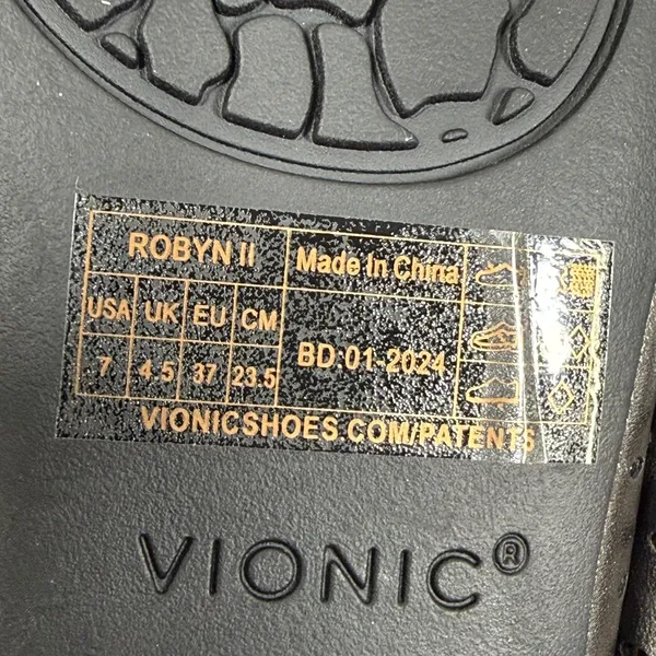 Vionic Robyn Pewter Metallic Perforated Leather Ballet Flats Orthaheel 7M - Image 10