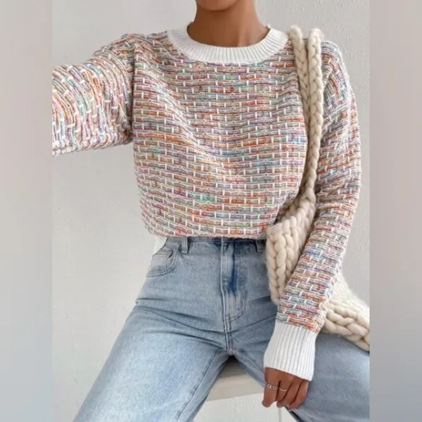 SHEIN MOOSTA Space‎ Dye Colorful Drop Shoulder Sweater - Image 8