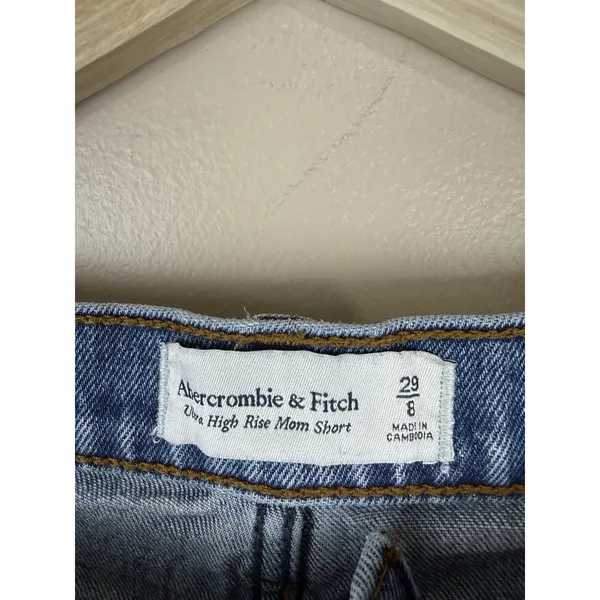 Abercrombie & Fitch Women’s 29/8 Ultra High Rise Mom Short Distressed Denim Blue - Image 4
